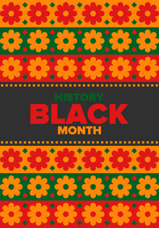 Black History Month. African American History. Celebrated annual. In February in United States and Canada. In October in Great Britain. Poster, card, banner. Vector illustrationのイラスト素材