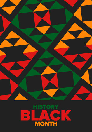 Black History Month. African American History. Celebrated annual. In February in United States and Canada. In October in Great Britain. Poster, card, banner. Vector illustrationのイラスト素材