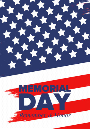 Memorial Day in United States. Remember and Honor. Federal holiday for remember and honor persons who have died while serving in the United States Armed Forces. Vector posterのイラスト素材
