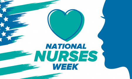 National Nurses Week. Thank you nurses. Medical and health care concept. Fighters against viruses and diseases. In honour of the doctors. Celebrated annual in United States. Vectorのイラスト素材