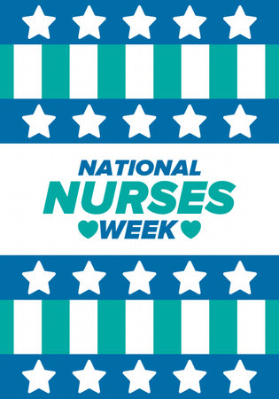 National Nurses Week. Thank you nurses. Medical and health care concept. Fighters against viruses and diseases. In honour of the doctors. Celebrated annual in United States. Vectorのイラスト素材