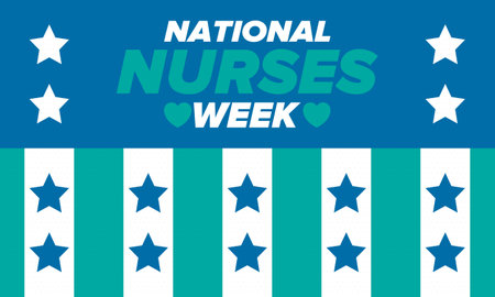 National Nurses Week. Thank you nurses. Medical and health care concept. Fighters against viruses and diseases. In honour of the doctors. Celebrated annual in United States. Vectorのイラスト素材