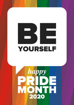 LGBT Pride Month in June. Lesbian Gay Bisexual Transgender. Celebrated annual. LGBT flag. Rainbow love concept. Human rights and tolerance. Vector illustrationのイラスト素材