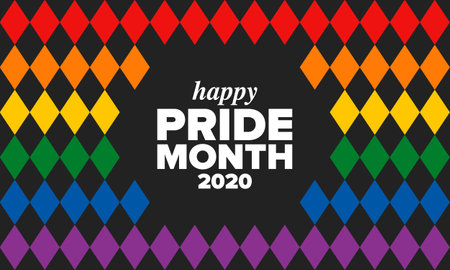 LGBT Pride Month in June. Lesbian Gay Bisexual Transgender. Celebrated annual. LGBT flag. Rainbow love concept. Human rights and tolerance. Vector illustrationのイラスト素材