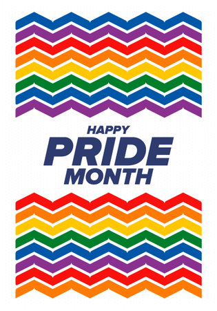 LGBT Pride Month in June. Lesbian Gay Bisexual Transgender. Celebrated annual. LGBT flag. Rainbow...