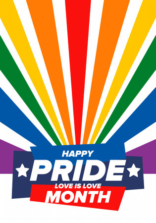 LGBT Pride Month in June. Lesbian Gay Bisexual Transgender. Celebrated annual. LGBT flag. Rainbow love concept. Human rights and tolerance. Vector illustrationのイラスト素材