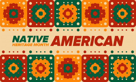 Native American Heritage Month in November. American Indian culture. Celebrate annual in United States. Tradition pattern. Poster, card, banner and background. Vector ornamentのイラスト素材