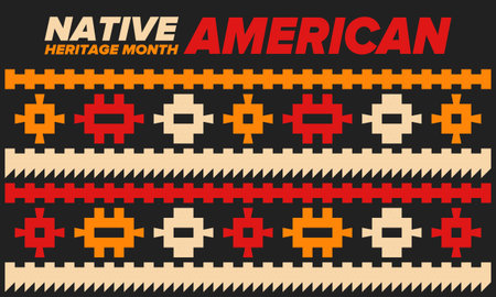 Native American Heritage Month in November. American Indian culture. Celebrate annual in United States. Tradition pattern. Poster, card, banner and background. Vector ornamentのイラスト素材