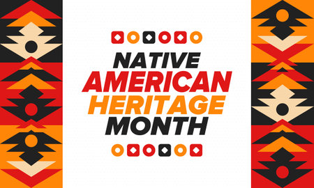 Native American Heritage Month in November. American Indian culture. Celebrate annual in United States. Tradition pattern. Poster, card, banner and background. Vector ornamentのイラスト素材