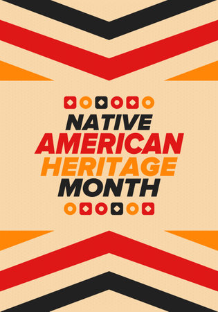 Native American Heritage Month in November. American Indian culture. Celebrate annual in United States. Tradition pattern. Poster, card, banner and background. Vector ornamentのイラスト素材