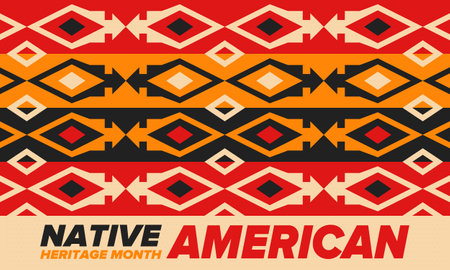Native American Heritage Month in November. American Indian culture. Celebrate annual in United States. Tradition pattern. Poster, card, banner and background. Vector ornamentのイラスト素材