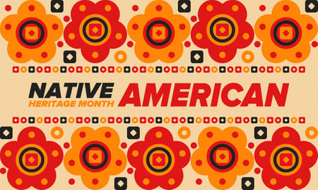Native American Heritage Month in November. American Indian culture. Celebrate annual in United States. Tradition pattern. Poster, card, banner and background. Vector ornamentのイラスト素材