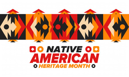 Native American Heritage Month in November. American Indian culture. Celebrate annual in United States. Tradition pattern. Poster, card, banner and background. Vector ornamentのイラスト素材