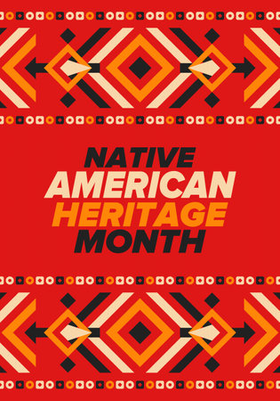 Native American Heritage Month in November. American Indian culture. Celebrate annual in United States. Tradition pattern. Poster, card, banner and background. Vector ornamentのイラスト素材