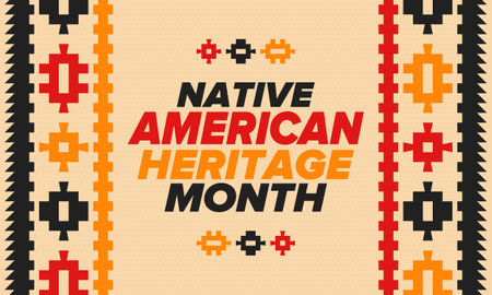Native American Heritage Month in November. American Indian culture. Celebrate annual in United States. Tradition pattern. Poster, card, banner and background. Vector ornamentのイラスト素材