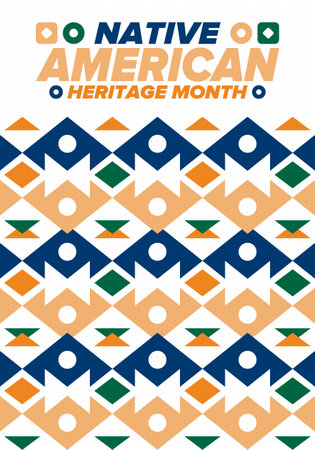 Native American Heritage Month in November. American Indian culture. Celebrate annual in United States. Tradition pattern. Poster, card, banner and background. Vector ornamentのイラスト素材