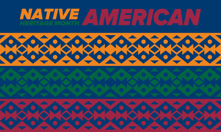 Native American Heritage Month in November. American Indian culture. Celebrate annual in United States. Tradition pattern. Poster, card, banner and background. Vector ornamentのイラスト素材