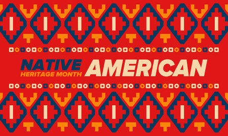 Native American Heritage Month in November. American Indian culture. Celebrate annual in United States. Tradition pattern. Poster, card, banner and background. Vector ornamentのイラスト素材