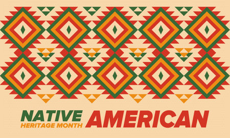 Native American Heritage Month in November. American Indian culture. Celebrate annual in United States. Tradition pattern. Poster, card, banner and background. Vector ornamentのイラスト素材