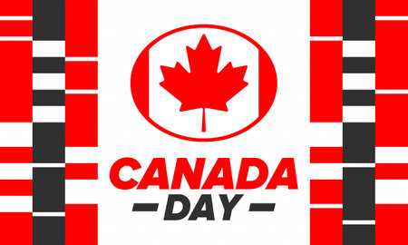 Happy Canada Day. National holiday, celebrated annual in July 1. Canadian flag. Maple leaf. Patriotic symbol and elements. Poster, card, banner and background. Vector illustrationのイラスト素材