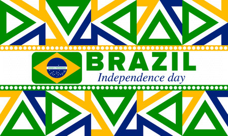 Brazil Independence Day. Happy national holiday. Freedom day. Celebrate annual in September 7. Brazil flag. Patriotic brazilian design illustration. Vector posterのイラスト素材