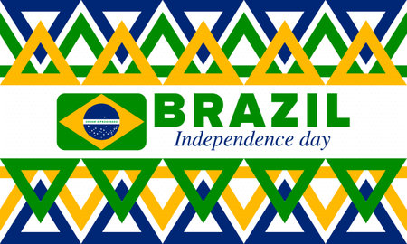 Brazil Independence Day. Happy national holiday. Freedom day. Celebrate annual in September 7. Brazil flag. Patriotic brazilian design illustration. Vector posterのイラスト素材