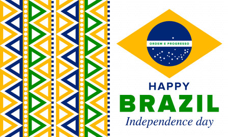 Brazil Independence Day. Happy national holiday. Freedom day. Celebrate annual in September 7. Brazil flag. Patriotic brazilian design illustration. Vector posterのイラスト素材