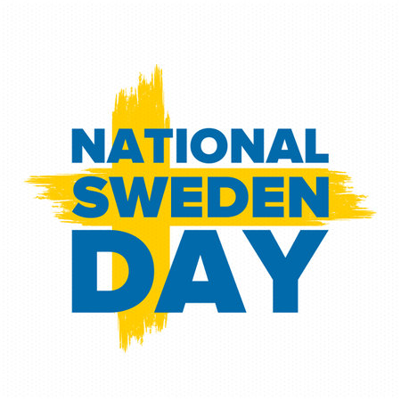Sweden National Day. Celebrated annually on June 6 in Sweden. Happy national holiday of freedom. Swedish flag. Northern Scandinavian country. Patriotic poster design. Vectorのイラスト素材