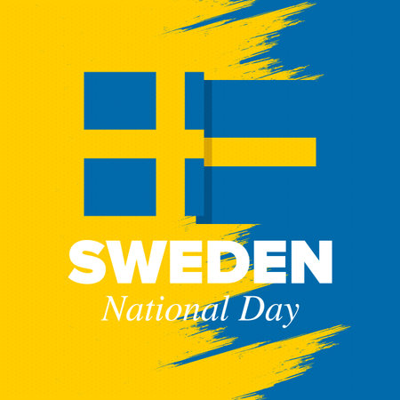 Sweden National Day. Celebrated annually on June 6 in Sweden. Happy national holiday of freedom. Swedish flag. Northern Scandinavian country. Patriotic poster design. Vectorのイラスト素材