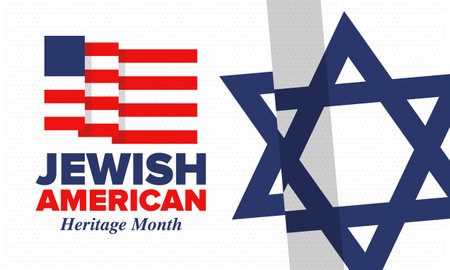 Jewish American Heritage Month. Celebrated annual in May. Jewish American contribution to the history United States. Star of David. Israel symbol. Vector posterのイラスト素材