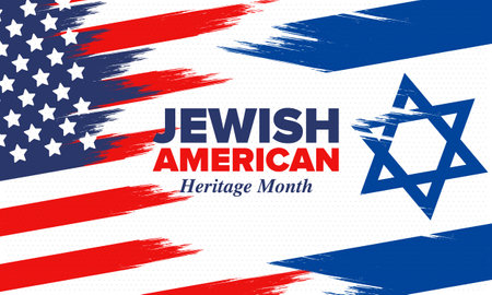 Jewish American Heritage Month. Celebrated annual in May. Jewish American contribution to the history United States. Star of David. Israel symbol. Vector posterのイラスト素材