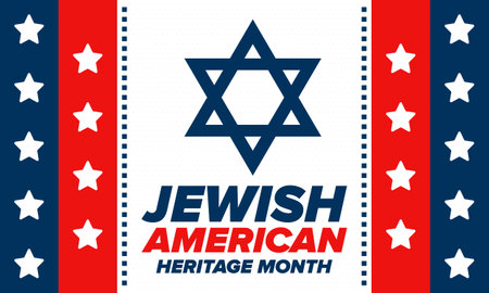 Jewish American Heritage Month. Celebrated annual in May. Jewish American contribution to the history United States. Star of David. Israel symbol. Vector posterのイラスト素材