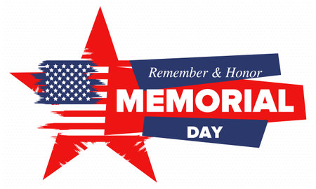 Memorial Day in United States. Remember and Honor. Federal holiday for remember and honor persons who have died while serving in the United States Armed Forces. Vector posterのイラスト素材
