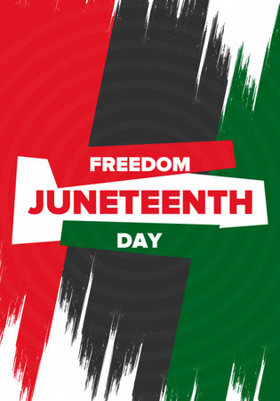 Juneteenth Independence Day. Freedom or Emancipation day. Annual american holiday, celebrated in June 19. African-American history and heritage. Vector illustrationのイラスト素材