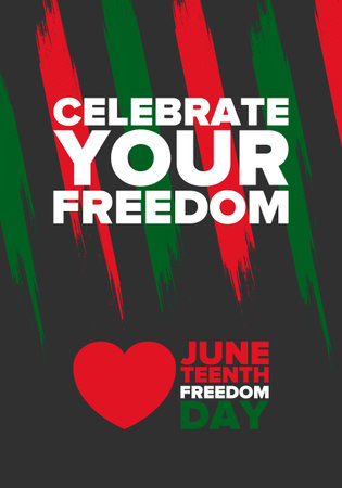 Juneteenth Independence Day. Freedom or Emancipation day. Annual american holiday, celebrated in June 19. African-American history and heritage. Vector illustrationのイラスト素材