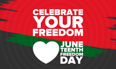 Juneteenth Independence Day. Freedom or Emancipation day. Annual american holiday, celebrated in June 19. African-American history and heritage. Vector illustrationのイラスト素材