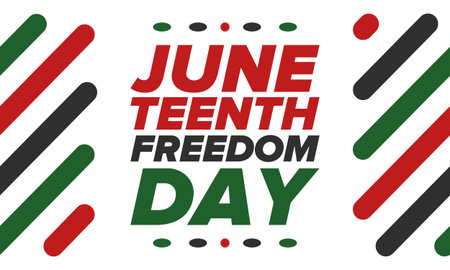 Juneteenth Independence Day. Freedom or Emancipation day. Annual american holiday, celebrated in June 19. African-American history and heritage. Vector illustrationのイラスト素材