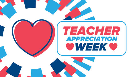 Teacher Appreciation Week in United States. Celebrated annual in May. In honour of teachers who hard work and teach children. School and education. Student learning concept. Vectorのイラスト素材