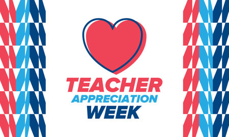 Teacher Appreciation Week in United States. Celebrated annual in May. In honour of teachers who hard work and teach children. School and education. Student learning concept. Vectorのイラスト素材