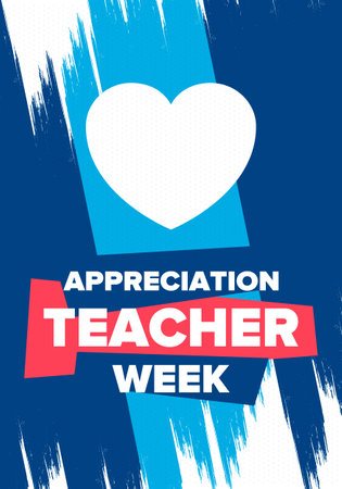 Teacher Appreciation Week in United States. Celebrated annual in May. In honour of teachers who hard work and teach children. School and education. Student learning concept. Vectorのイラスト素材
