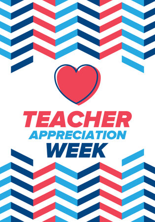 Teacher Appreciation Week in United States. Celebrated annual in May. In honour of teachers who hard work and teach children. School and education. Student learning concept. Vectorのイラスト素材