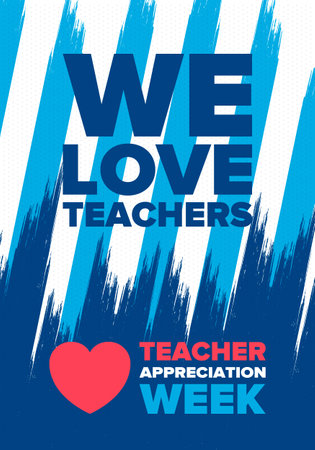 Teacher Appreciation Week in United States. Celebrated annual in May. In honour of teachers who hard work and teach children. School and education. Student learning concept. Vectorのイラスト素材