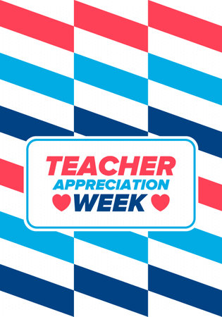 Teacher Appreciation Week in United States. Celebrated annual in May. In honour of teachers who hard work and teach children. School and education. Student learning concept. Vectorのイラスト素材