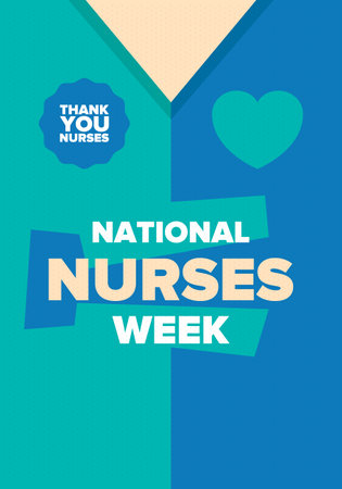 National Nurses Week. Thank you nurses. Medical and health care concept. Fighters against viruses and diseases. In honour of the doctors. Celebrated annual in United States. Vectorのイラスト素材