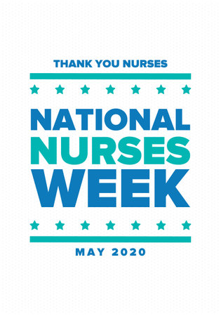 National Nurses Week. Thank you nurses. Medical and health care concept. Fighters against viruses and diseases. In honour of the doctors. Celebrated annual in United States. Vectorのイラスト素材