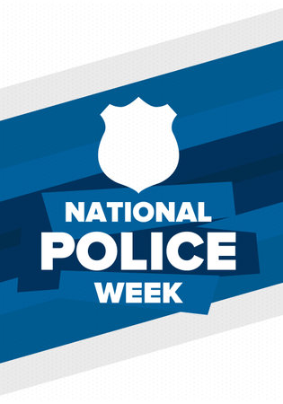 National Police Week in May. Celebrated annual in United States. In honor of the police hero. Police badge and patriotic elements. Officers Memorial Day. Vector posterのイラスト素材