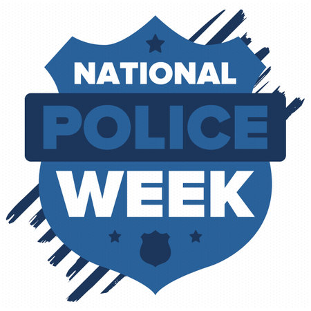 National Police Week in May. Celebrated annual in United States. In honor of the police hero. Police badge and patriotic elements. Officers Memorial Day. Vector posterのイラスト素材