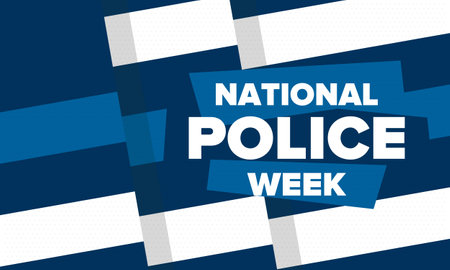 National Police Week in May. Celebrated annual in United States. In honor of the police hero. Police badge and patriotic elements. Officers Memorial Day. Vector posterのイラスト素材