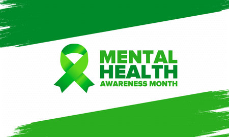 Mental Health Awareness Month in May. Annual campaign in United States. Raising awareness of mental health. Control and protection. Prevention campaign. Medical health care designのイラスト素材