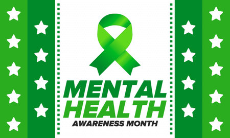 Mental Health Awareness Month in May. Annual campaign in United States. Raising awareness of mental health. Control and protection. Prevention campaign. Medical health care designのイラスト素材